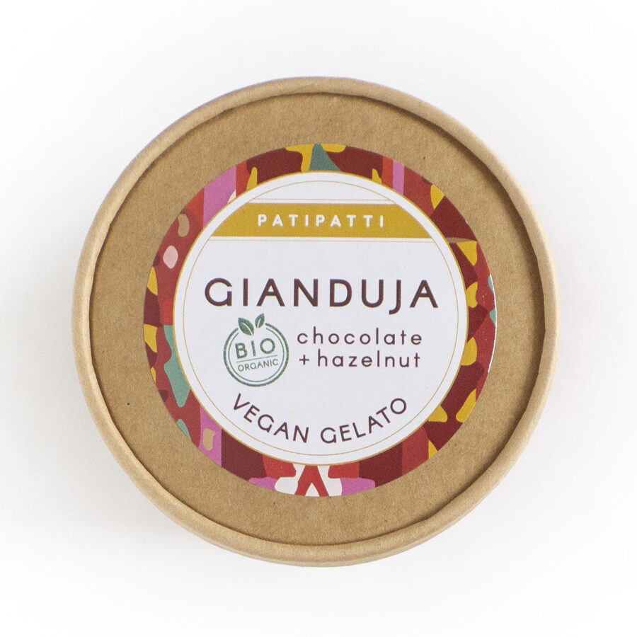 Patipatti Organic Vegan Gianduja Gelato - Lid