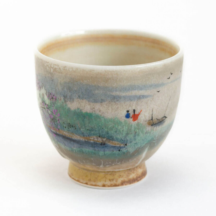 Patipatti Handmade Teacup - Handpainted Pastoral Scene - Idyll Riverview