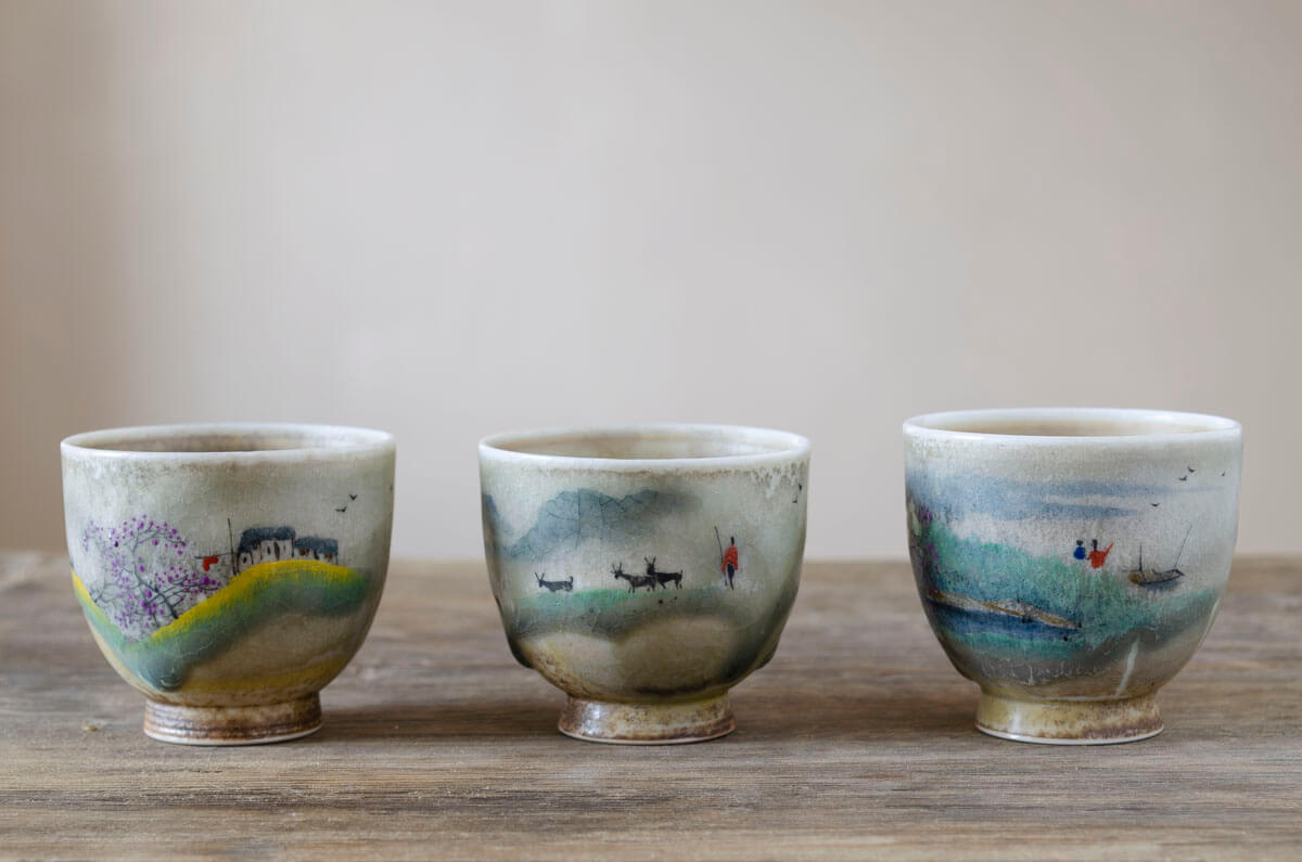 Patipatti Handmade Teacup - Handpainted Pastoral Scene - Idyll Series