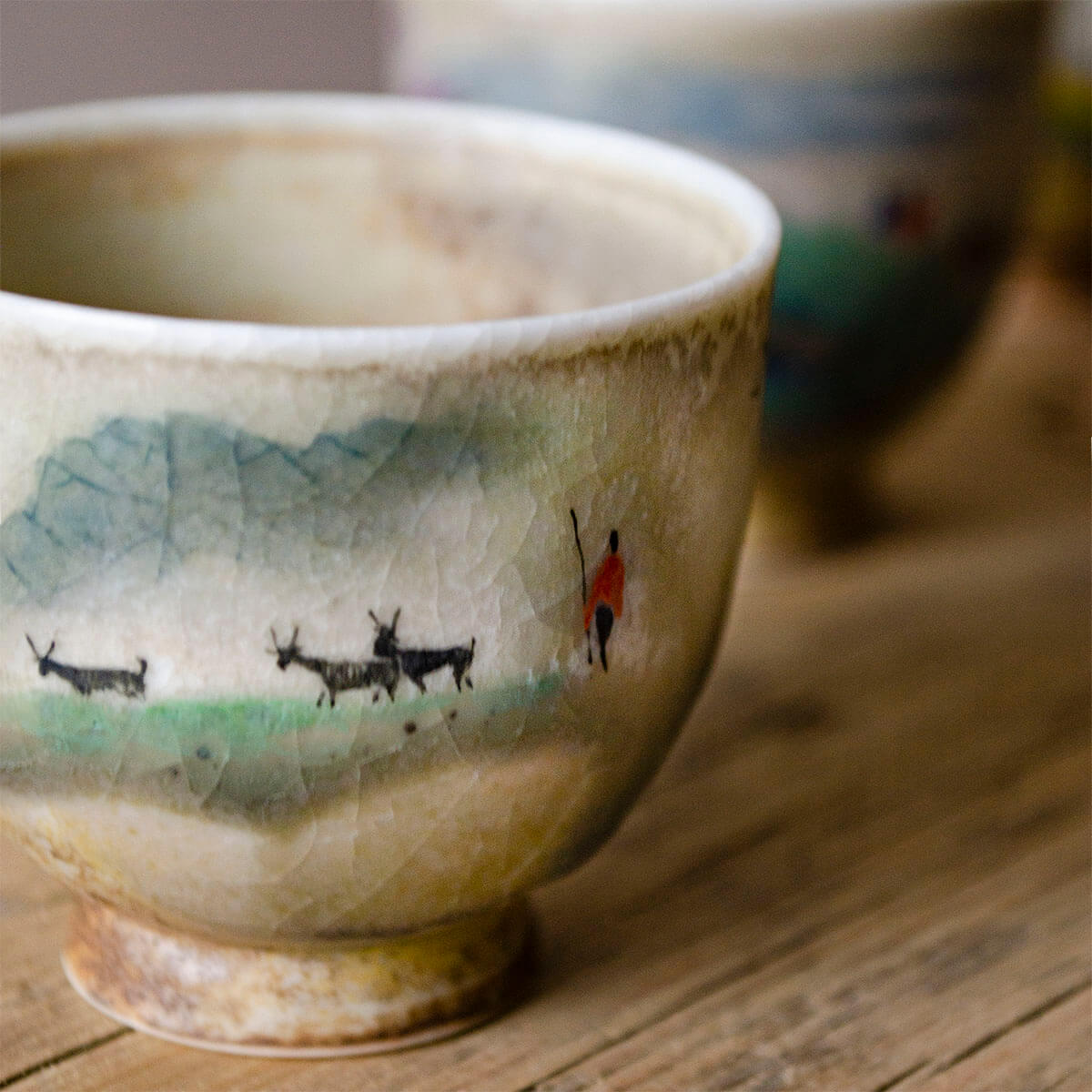 Patipatti Handmade Teacup - Handpainted Pastoral Scene - Idyll Series