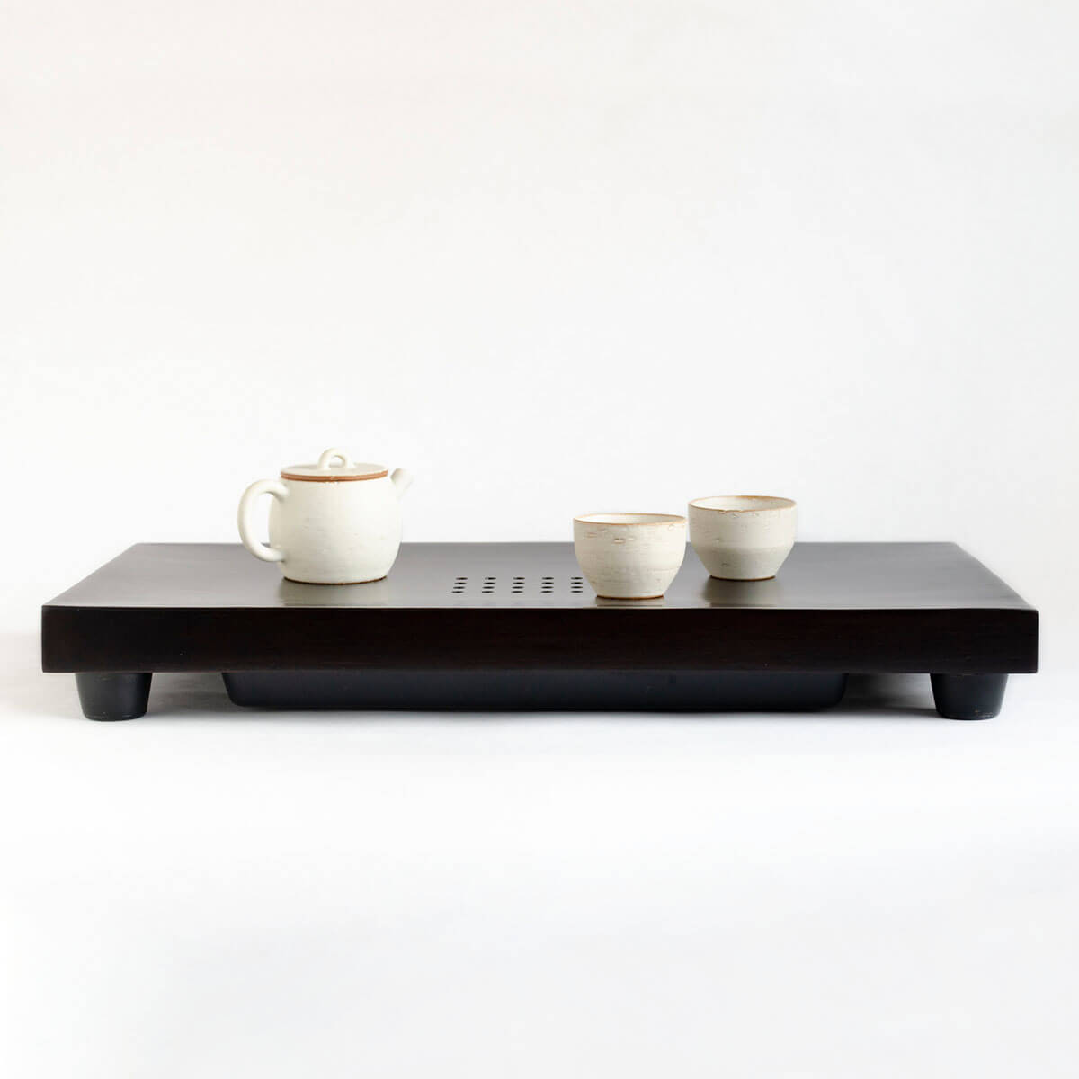 Patipatti Tea Tray - Black Bamboo with reservoir tray or draining tube