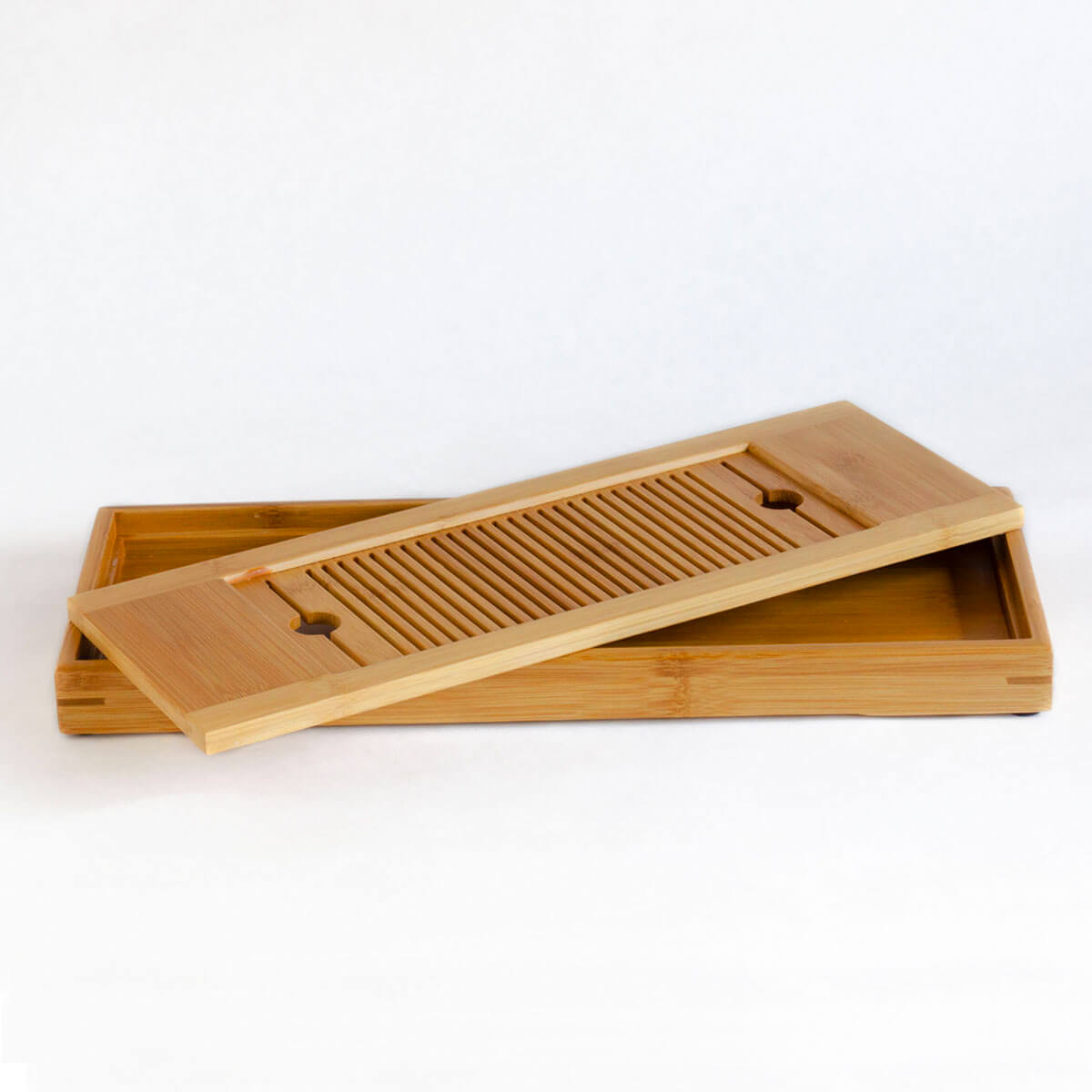 Patipatti Bamboo Tea Tray with Reservoir - Picket Rectangle