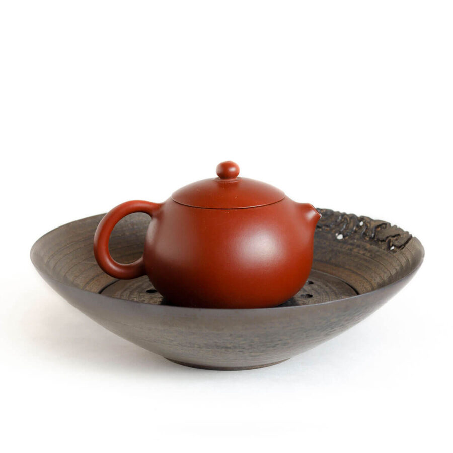 Patipatti Ceramic Tea Tray with Reservoir - Old Bronze