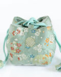 Brocade Travel Pouch for teaware - Turquoise Pomegranate