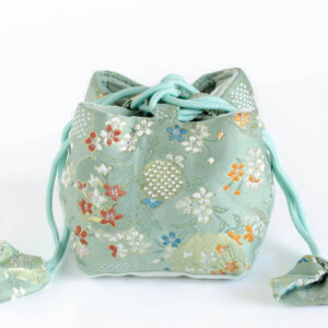 Brocade Travel Pouch for teaware - Turquoise Pomegranate